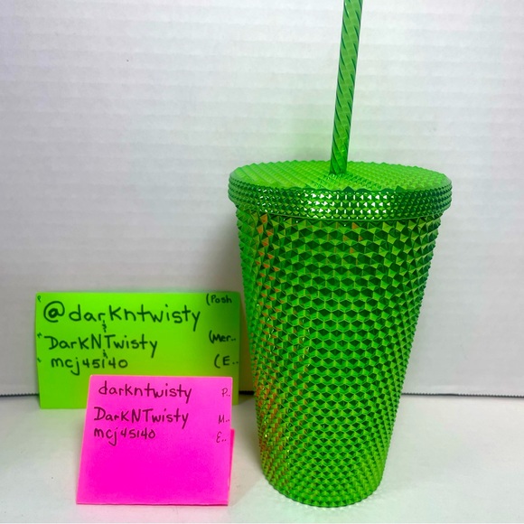 BNWT 1 STARBUCKS 2023 BRIGHT SHINY METALLIC GREEN STUDDED 16OZ TUMBLER C… - Picture 7 of 13